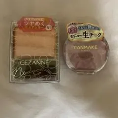 CANMAKEクリームチークP05とセザンヌパールグロウニュアンサーN1