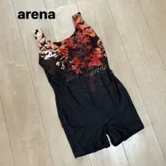 美品　アリーナ　練習水着　フィットネス　M オールインワン　スイムウェア　花柄