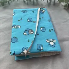 【文庫サイズ】ブックカバー　ハンドメイド　しおり付き　ペンギン
