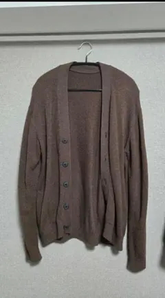 無印良品　大豆繊維を使ったミドルゲージVネックカーディガン　M　ブラウン