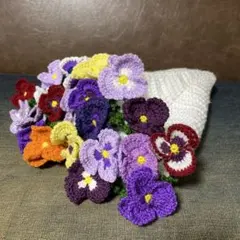 花束ブランケット　ブーケブランケット　枯れない花束　ハンドメイド　鍵編み