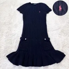 美品✨ラルフローレン ケーブル編み ニットワンピース ポニー刺繍 150