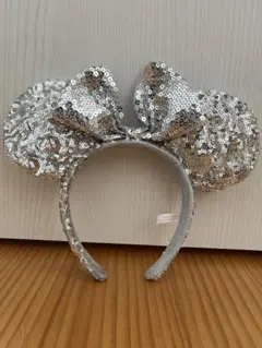 シルバー ミニーマウス 耳カチューシャ