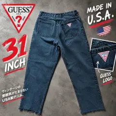 極太 USA製 90's OLD GUESS ゲス 刺繍 デニム バギーパンツ - メルカリ