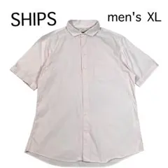 【men's XL】 SHIPS 半袖シャツ　コットン100% ピンク
