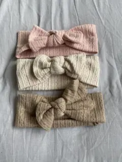 ベビー用　リボン付き　ヘアバンド　3色セット