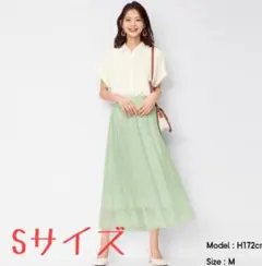 GU チュールプリーツスカート　グリーン