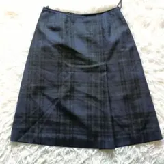 YORKLAND ヨークランド チェック柄 台形スカート ひざ丈 9AR 日本製