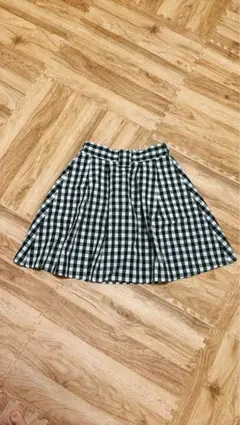 黒と白のギンガムチェック フレアスカート 150cm