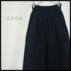 ZARA テーパード　ワイドレッグ　バギーパンツ　花柄レース　ハイウエスト　黒