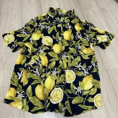 H&M アロハシャツ レモン柄 ネイビー Lサイズのサムネイル