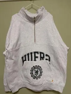 HUF グレー ハーフジップ スウェット