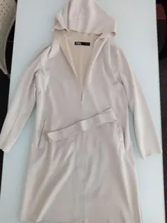 ZARA フード付きロングコート XS ベージュ EUR/USA XS 美シルエ