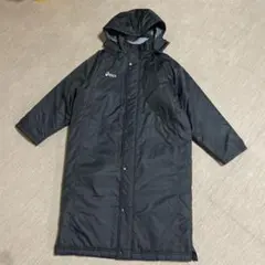 asics ブラック ベンチコート　フード脱着　中綿入り