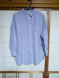 【NAVY】青白ストライプ 長袖シャツのサムネイル