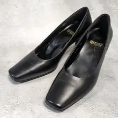 卑弥呼 ヒミコ スクエアトゥ ヒールパンプス 23cm ブラック 黒