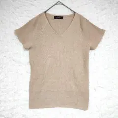 グリーンレーベル ベージュ Vネック ニット 半袖 トップス Sのサムネイル