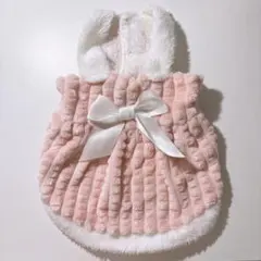 犬服 フリース素材 ピンク リボン付き
