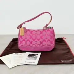 COACH ハンドバッグ アクセサリーポーチ シグネチャー ピンク