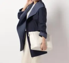 【美品】23区 コットンリバー フーデットコート ネイビー 38 スプリング