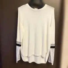 レース付きホワイト長袖トップス Mサイズ