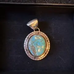 ●ナバホ族・ターコイズ●ビンテージシルバーネックレストップP.A.Smith刻印