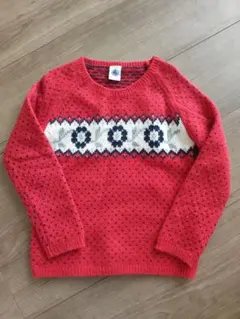 プチバトー　ノルディックセーター　5ans 赤