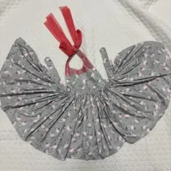 フラミンゴ柄エプロン 赤いリボン付き