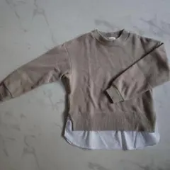 レイヤード風トレーナー　130cm　ブラウン　THE SHOP TK
