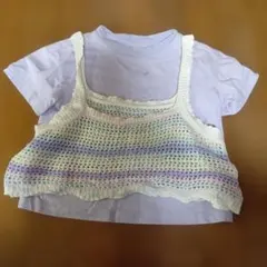 キッズ ニットキャミソールセット半袖Tシャツ 130cm