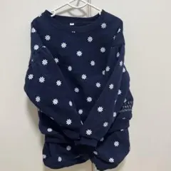 花柄ネイビー セットアップ　裏起毛100cm