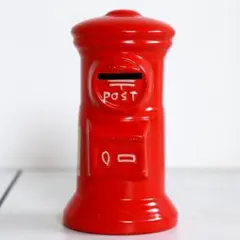 昭和レトロ 郵便ポスト型 貯金箱 赤 高さ約20cm ヴィンテージ