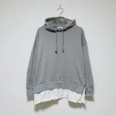 【イング】 ライトグレー フード パーカー メンズ レディース Mのサムネイル