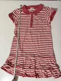 130サイズ　3can4on ワンピース　ボーダー　ストライプ　ピンク　ホワイト