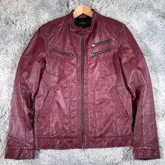 RATTLE TRAP シングルライダースジャケット　本革 レッド 短丈