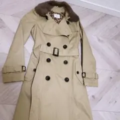 ピンキーアンドダイアン　トレンチコート　キャメル　レオパード　ラビットファー