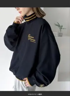Java リブラインロゴ刺繍ハーフジップ オーバーサイズ プルオーバー