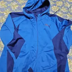 PUMA フード付きウィンドブレーカー M 青