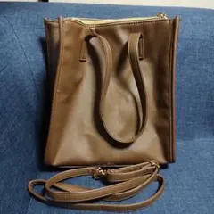 ブラウン トートバッグ 合成皮革