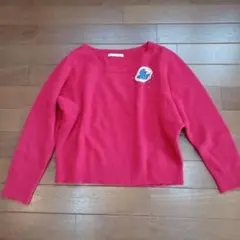 ポンデシャロン　セーター　ショート丈　ニット　赤　刺繍