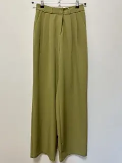 レディース タックワイドパンツ オリーブグリーン