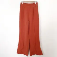 ファン　ワイドパンツ　フレアパンツ　ウエスト後ろゴム　スリット入り　オレンジ　M