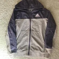 adidas フード付きジャケット グレー/ネイビー