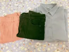 長袖シャツ(青)+パンツ(桃)(黒) 3点セットSサイズ