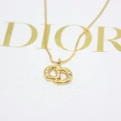 美品 Dior クリスチャンディオール CDロゴ ストーン ゴールド ネックレス