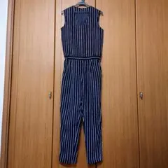 ジーユー/GU/ストライプ柄オールインワン/黒白/L/ノースリーブ/パンツ