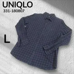 UNIQLO チェック フランネル シャツ L ネイビー