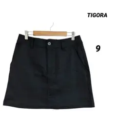 未使用/TIGORA/デニムミニスカート/ゴルフ/ウエスト内側ゴム付き/黒/M