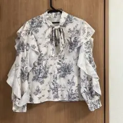 SHEIN Dazy トワルドジュイ肩フリルボウタイリボンブラウス