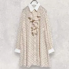 ボナジョルナータ フリル ブラウス チュニック S ベージュ チェック